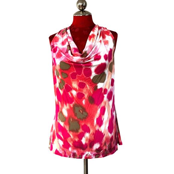 Tommy Bahama size M watercolor halter top popover racer back pink orange gold - Picture 1 of 7